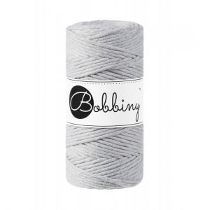 Bobbiny Garn "light grey" 100m Rolle (3mm gezwirnt)