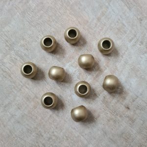 10 x Großlochperle rund gold matt