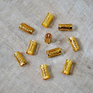 10 x Metallröhrchen lang/dünn gemustert gold