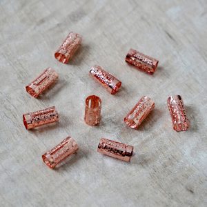 10 x Metallröhrchen lang/dünn gemustert rosegold