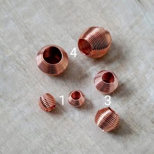 10 x Großlochperle rund gerillt rosegold Größe 3 (15x12mm)