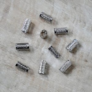 10 x Metallröhrchen lang/dünn gemustert silber