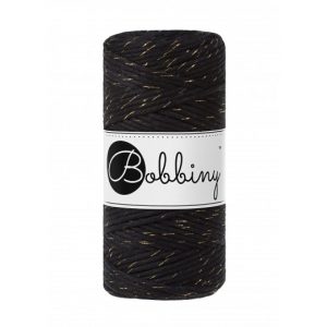 Bobbiny Garn "golden black" 100m Rolle (3mm gezwirnt)