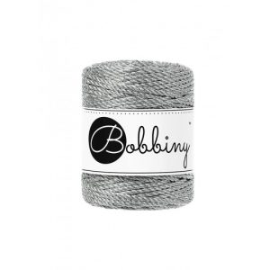 Bobbiny Garn "metallic silver" 50m Rolle (3mm 3PLY 3-fach gedreht)