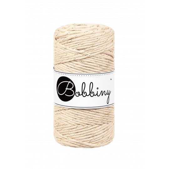 Bobbiny Garn "golden warm beige" 100m Rolle (3mm gezwirnt)
